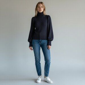 Carmen Marc Valvo Shimmer Turtleneck Sweater Size Medium New with Tag